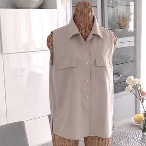Silkland 100% silk tan button down blouse